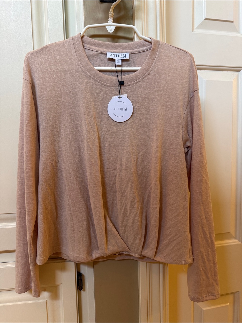 Long-Sleeve Twist Hem Top - Mauve Blush